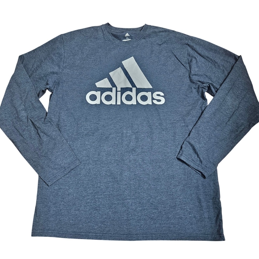 Adidas Golf Mens XL Long Sleeve Performance T-Shirt Heather Blue Large Logo